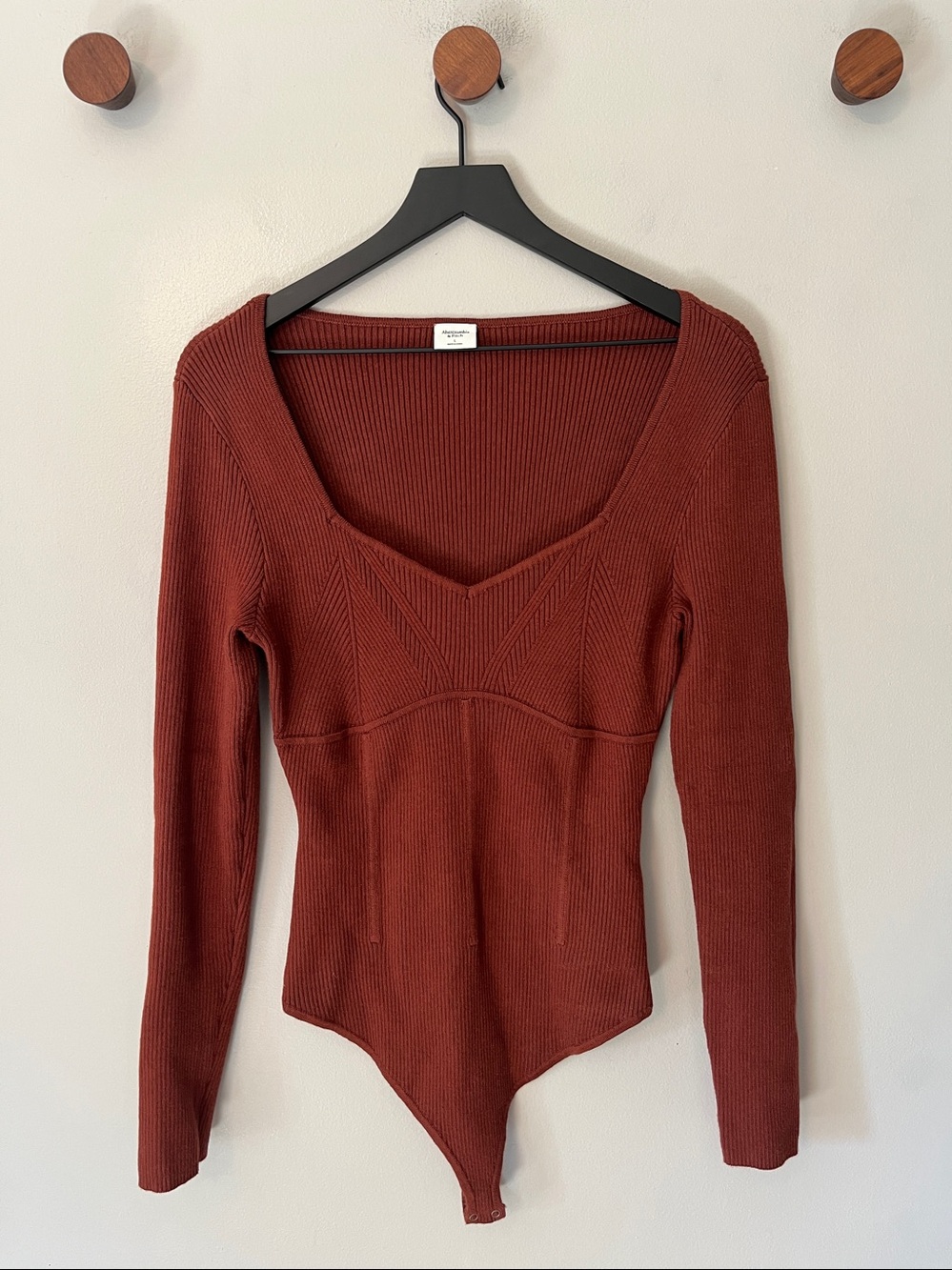 Abercrombie & Fitch Long Sleeve Bodysuit Size Large Rust Fall